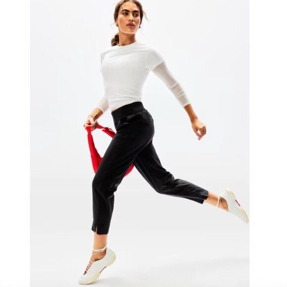 Athleta Ankle Pants 0 Black Brooklyn Mid Rise Stretch Work Travel Quick Dry NEW - Picture 3 of 9